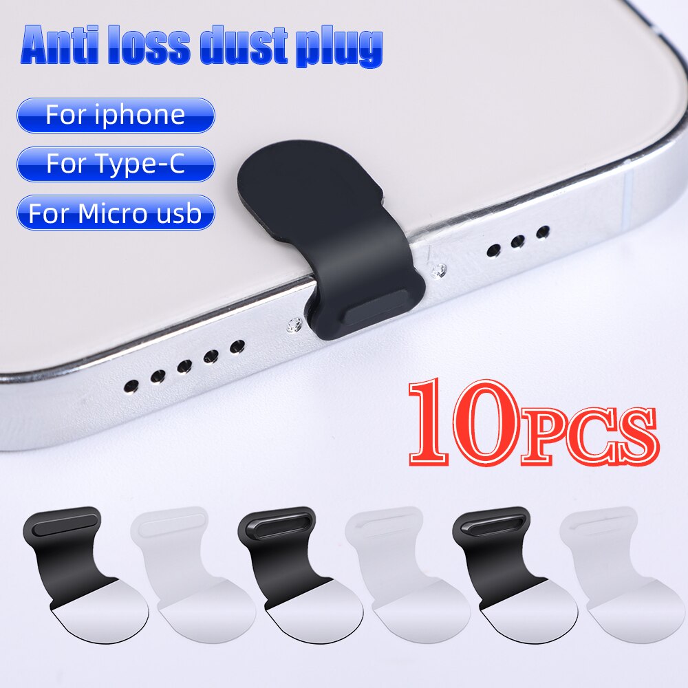 10Pcs Verbeterde Mobiele Telefoon Opladen Poort Anti-Verloren Dust Plug Voor Apple Iphone Android Micro Usb Type-C Mini Stofdicht Cover