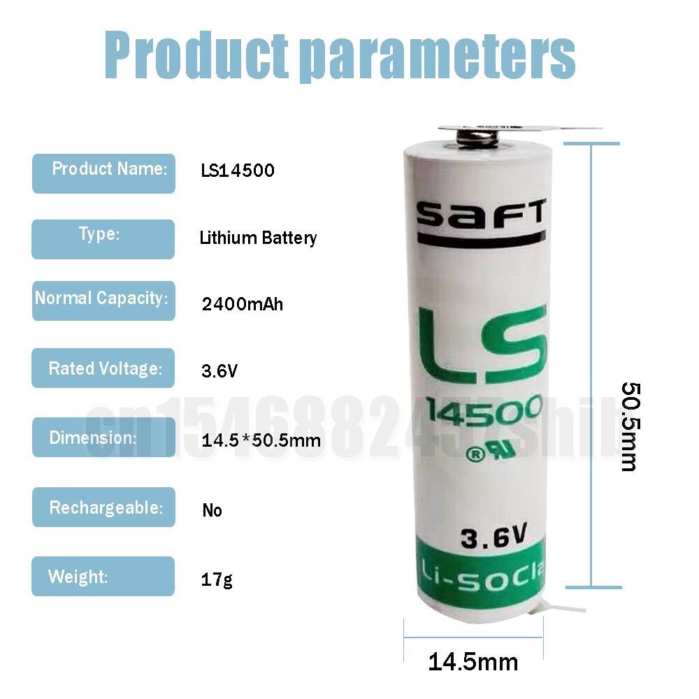 10pcs Original 3.6V Saft LS14500 ER14505 14500 TL5104 Lithium Battery With Pins For PLC Equipment CNC Machine Primary Batteries