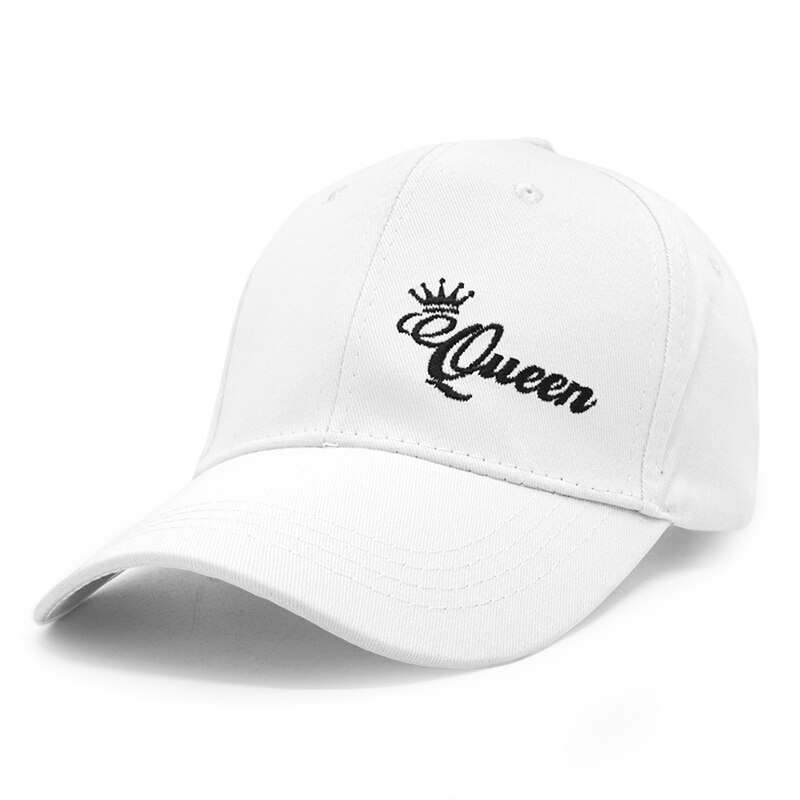 King Queen Baseball Cap Embroidery Letter Hip Hop Hat Casquette Men Women Dad Bone Summer Couple Lover Casual Snapback Caps: QUEEN white