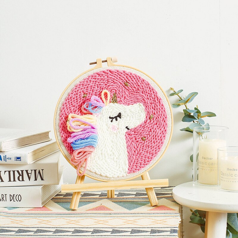 DIY Cartoon Animal Punch Needle Embroidery Kit Punch Needle Cross Stitch for Beginner Handcraft Wall Painting Home Decor