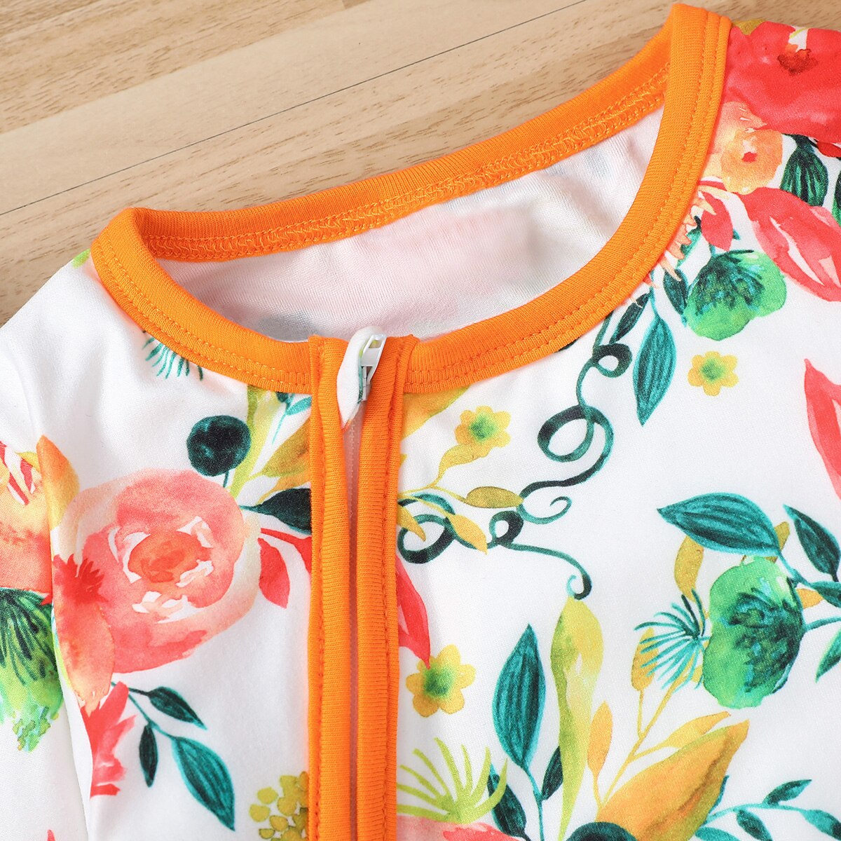 Pelele con estampado Floral para recién nacidos, Pelele con cremallera de manga larga y cuello redondo, monos de otoño, Diadema con lazo de 0 a 12M, 2 uds.