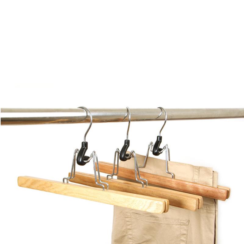 3 Pcs 30*16cm Natural Solid Wood Pants Hangers Skirt Hangers Clips Slack Hanger
