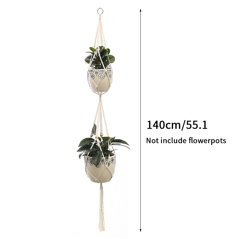 Tuinieren Groene Plant Hangende Mand Katoenen Touw Hanger Bloempot Handgemaakte Macrame Pot Zakmuur Boho Binnenplaats Home Decor