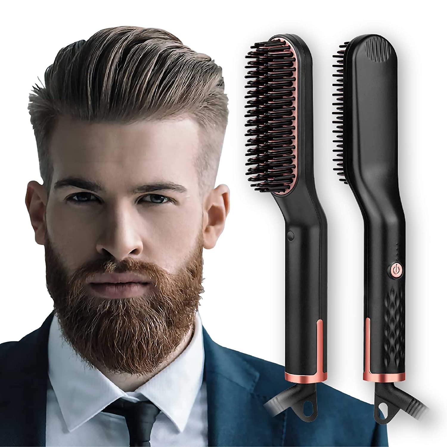 Brosse lisseur pour barbe et cheveux, peigne électrique multifonctionnel pour homme et femme, brosse lissante pour barbe