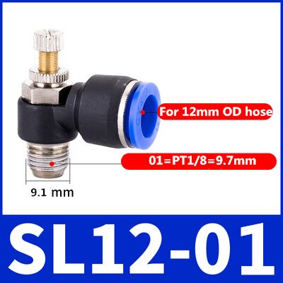 Luft  sl 1/8 1/4 3/8 1/2 hastighedskontrol pneumatisk fitting drosselventil controller 4 6 8 10mm slange slange hurtig forbindelse justerbar: 12-01