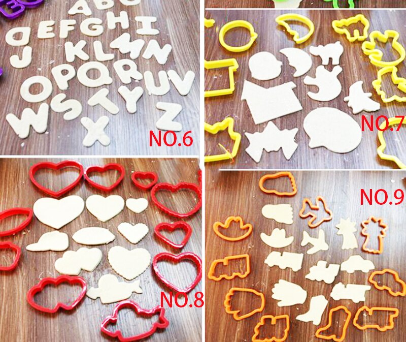 108PCS Cookie Stamp Cutter Set Dog Alphabet Star Letter Heart Cartoon Animal Flower Round Biscuit Mold Mini Plastic Fondant Tool