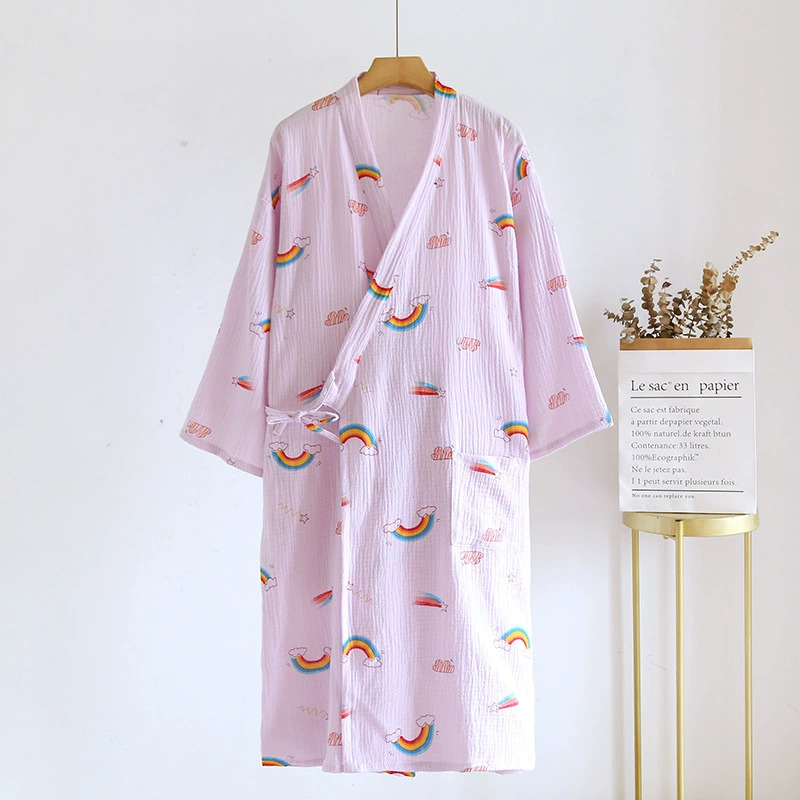 Herfst Multi Kleuren Katoenen Kimono Slaapgewaden Voor Vrouwen Dunne Badjas Pyjama Zweet Stoombad Gewaad Vrouwen Kleding