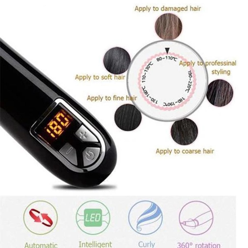 Roterende krølltang automatisk krøllstang keramisk rulle krølling 360- gradere automatisk rotasjon