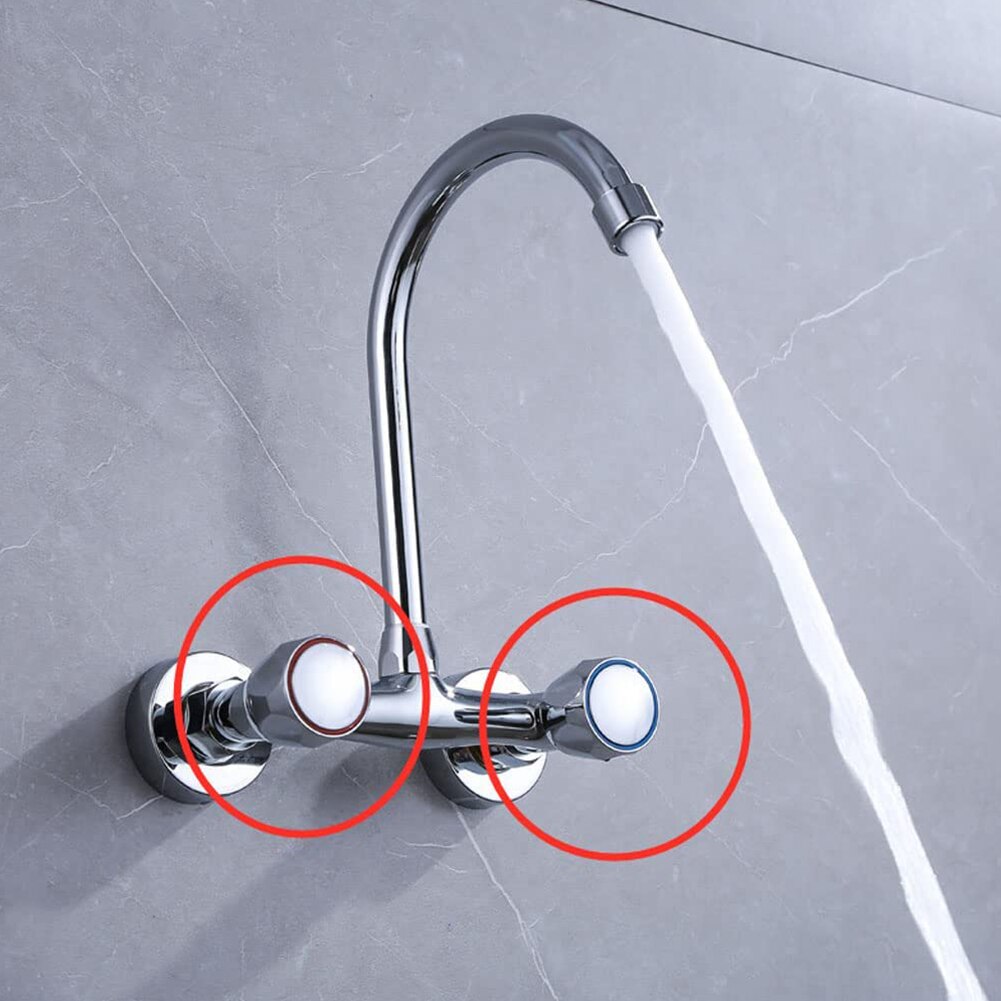 Koude Kraan Slingerknop Universele Vervanging Handvat Zilver Tone Rood + Blauw 2 Stks/set Kraan Knop Handvat Badkamer Accessoires
