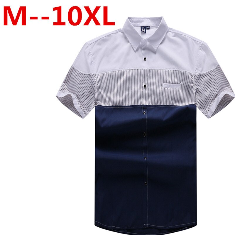 Plus size 10XL 8XL 6XL 5XL 4XL Summer Mens Shirt Casual Loose Fit Shirt Short Sleeve Mens White Chemise Homme