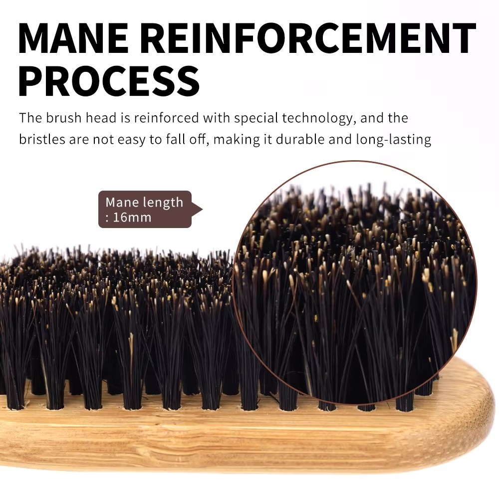 1 stks Mannen Baard Haar Styling Borstel Bamboe Varkenshaar Borstel Geschikt voor Salon Thuis Multifunctionele Reinigingsborstel Kapper Tool