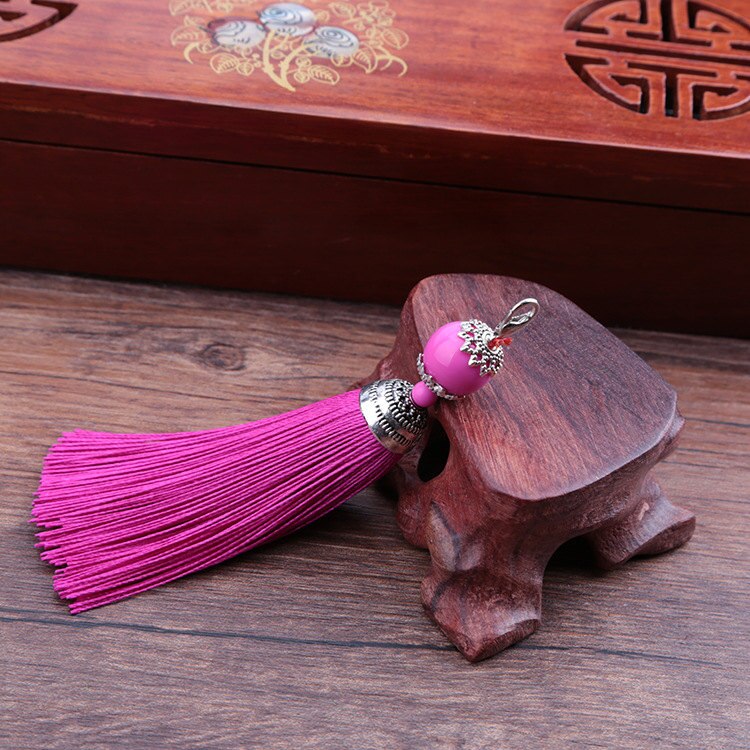 Pendentif à franges en mousqueton, 5 pièces, DIY, bijoux pour rideaux, accessoires décoratifs pour vêtements, sac pour clés de voiture, pompon artisanal pendentif: Rose red
