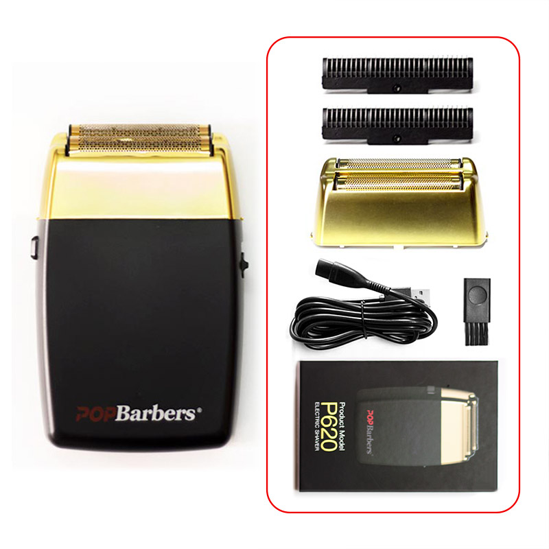 11000 RPM POP Barbers P620 Electric Men's Beard Trimmer Double Foil Shaver Electric Shaver USB Hair Cutting Machine: DARK GRAY