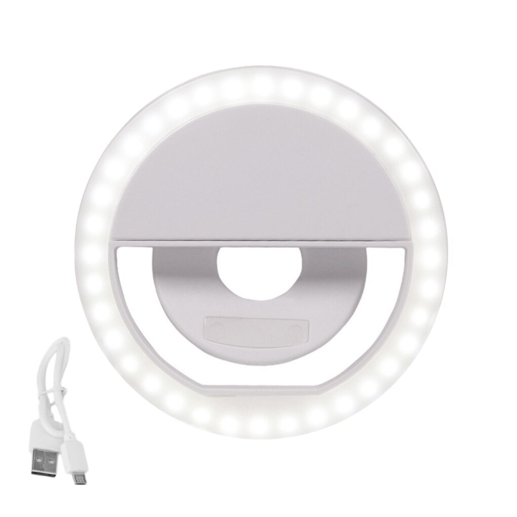 Led Selfie Lamp Mini Oplaadbare Telefoon Ring Licht Draagbare Fotografie Nachtlampje, Zwart