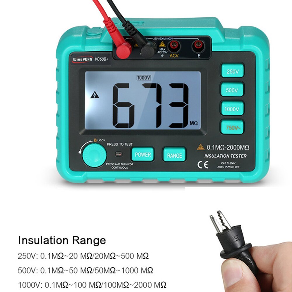 insulation resistance meters digital megger meter earth impedance tester megohmmeter digital 250V/500V/1000V LCD Backlight