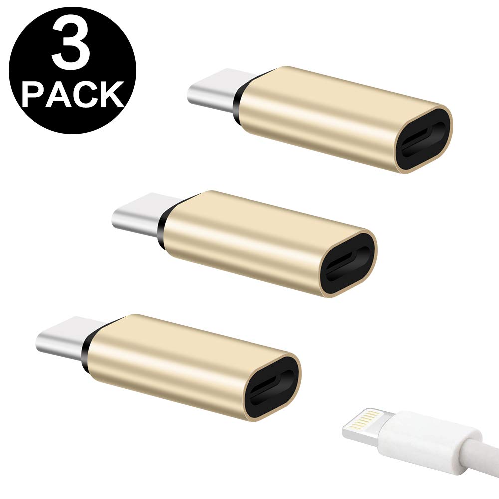 3PCS Metal Usb Type C To Lightning Adapter for Samsung Galaxy S9 S10 S20 Plus IPhone 11 Pro Max X 7 8 USBC To Ios Jack Converter: Gold