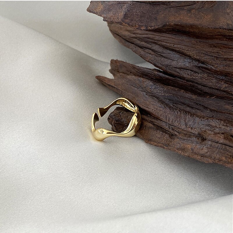 Thin, cool, irregular, v-shaped index finger rings , 925 sterling silver adjustable rings for women, elegant minimalist jewelry: Kjz -0795 gold