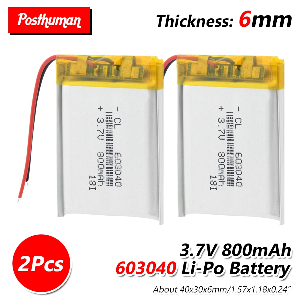 603040 3.7V lithium polymer rechargeable battery 800mAh 063040 For GPS navigator MP3 MP4 MP5 Power Bank Bluetooth speaker Toys: 2Pcs