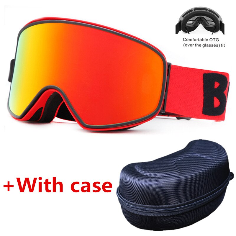 Skibriller 2 in 1 med magnetisk dual-use linse for nattski anti-tåke  uv400 snowboardbriller menn dame skibriller: Nr .1 med koffert