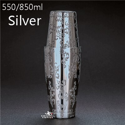 550ml/850ml gravering rustfrit stål cocktail boston bar shaker: D