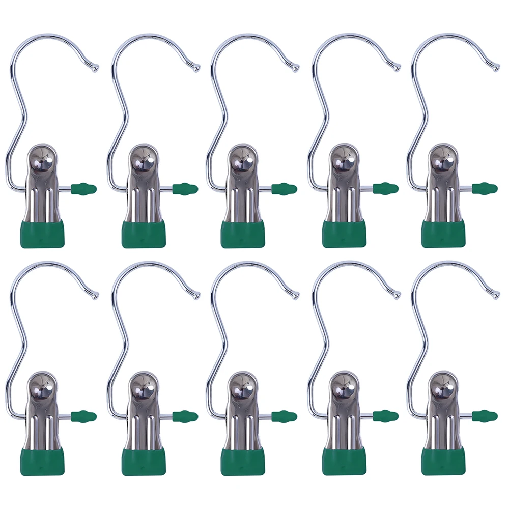 1-10 Stuks Clip Roestvrij Stalen Kleding Clip Multifunctionele Boot Organizer Wasknijpers Washaak Thuis Opslag voor Kleding Handdoek: L / Chocolade