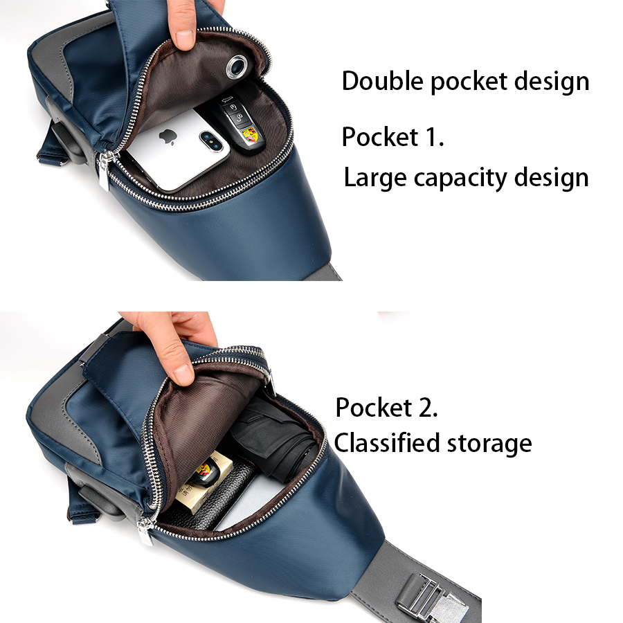 Männer Umhängetasche Umhängetasche Oxford tuch Brust Taschen Crossbody lässig Bote taschen Mann USB Ladung Multifunktions Handtasche