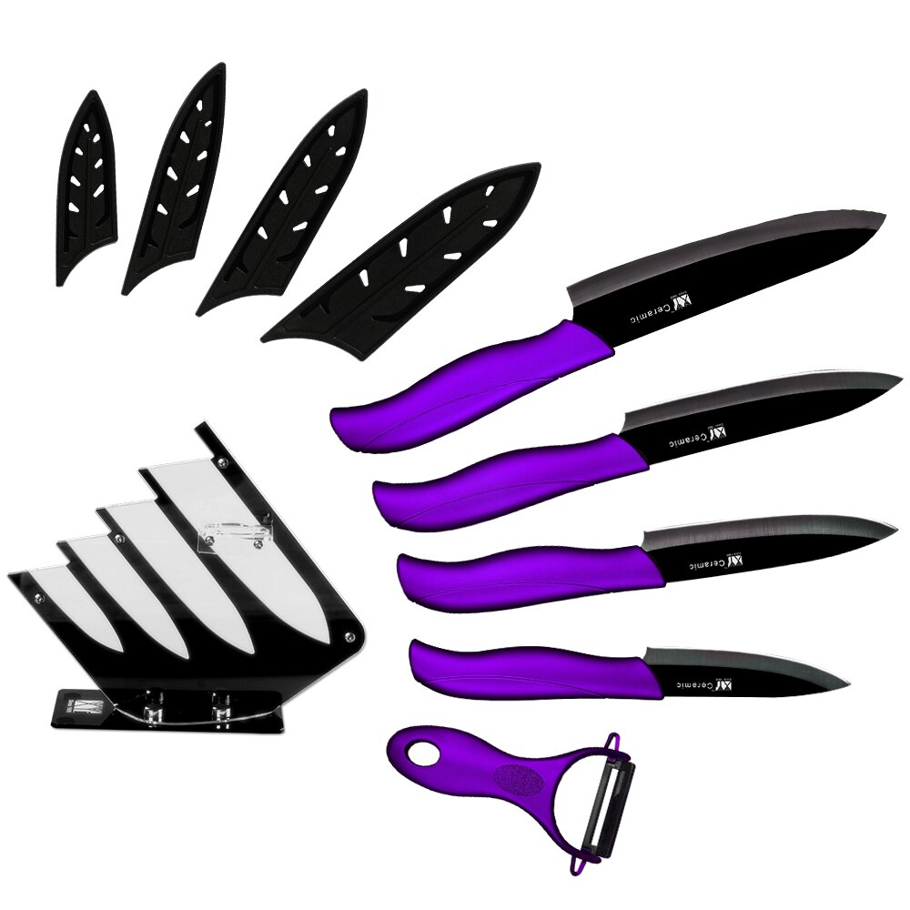 Xyj keramisk køkken kok kniv sæt farverige køkken keramiske knive 3 " 4 " 5 " 6 " tommer med kappeholder stativ madlavningsværktøjer: B .6 stk sæt