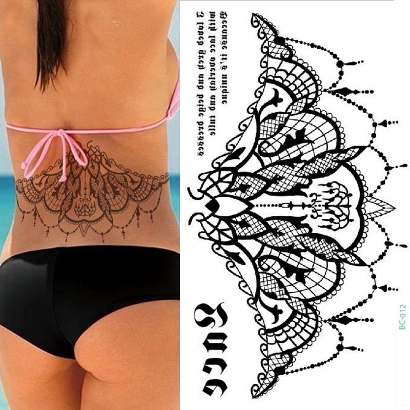 28 pièces Mandala tatouage temporaire grand henné arabe sous-poitrine dos poitrine Art corporel femmes
