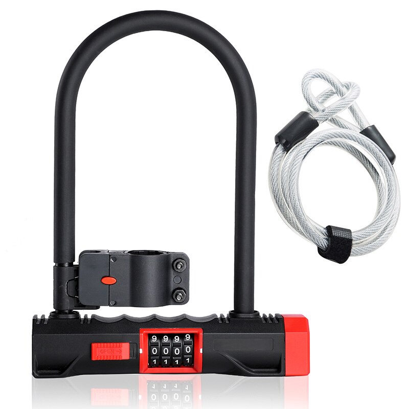 WEST BIKING Bike U Lock With Password Anti-theft MTB Road Mountain Motorcycle Steel Cable candado bicicleta Cycling Bicycle Lock: Lock Suit