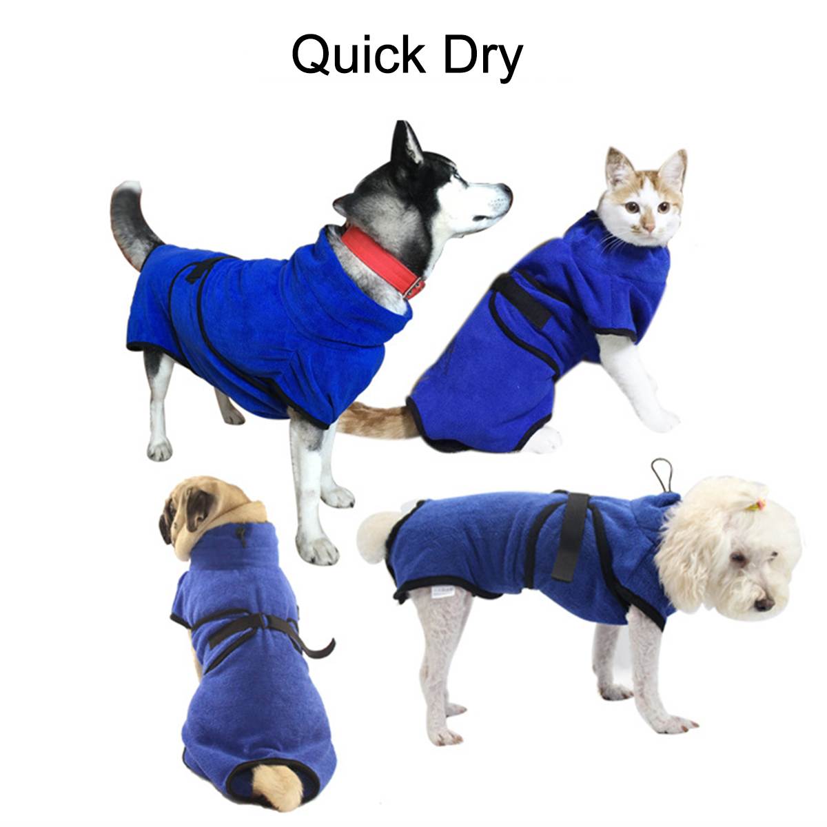 Pet Towel - Super Absorbent Dog Bathrobe - Quick Dry Microfiber - Cat Bath Towel