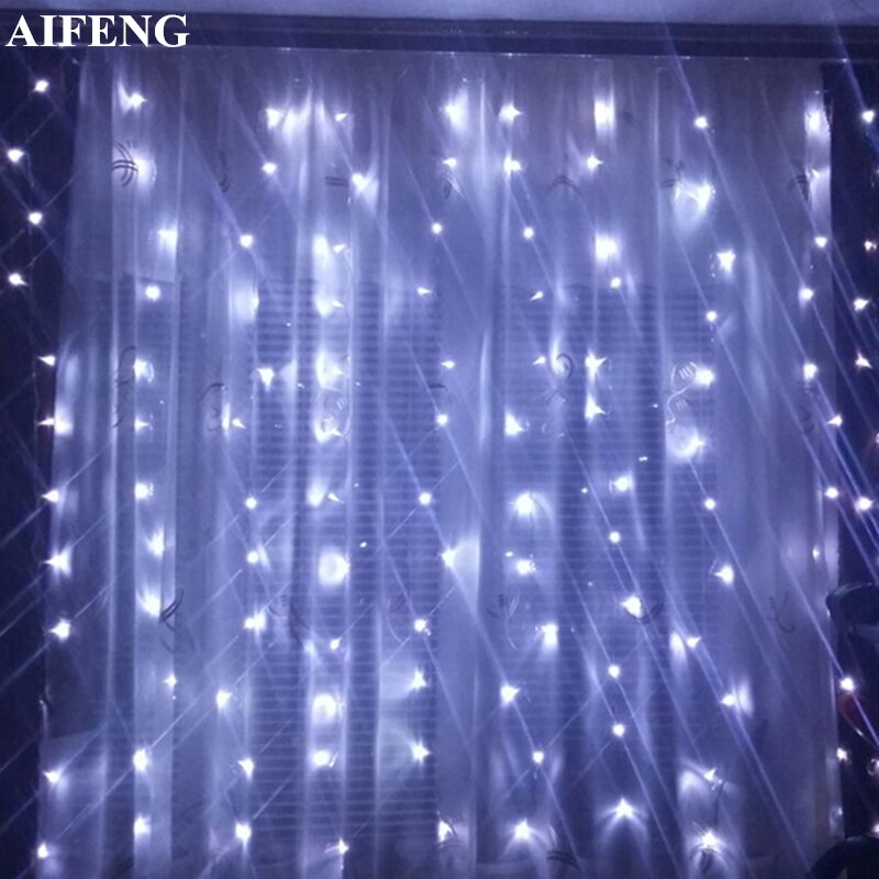 Aifeng Led Gordijn Fairy Light 3X1.5 M 3X2 M 3X3 M Kerst Garland String 144 192 300Led Verlichting Voor Wedding Party Decor