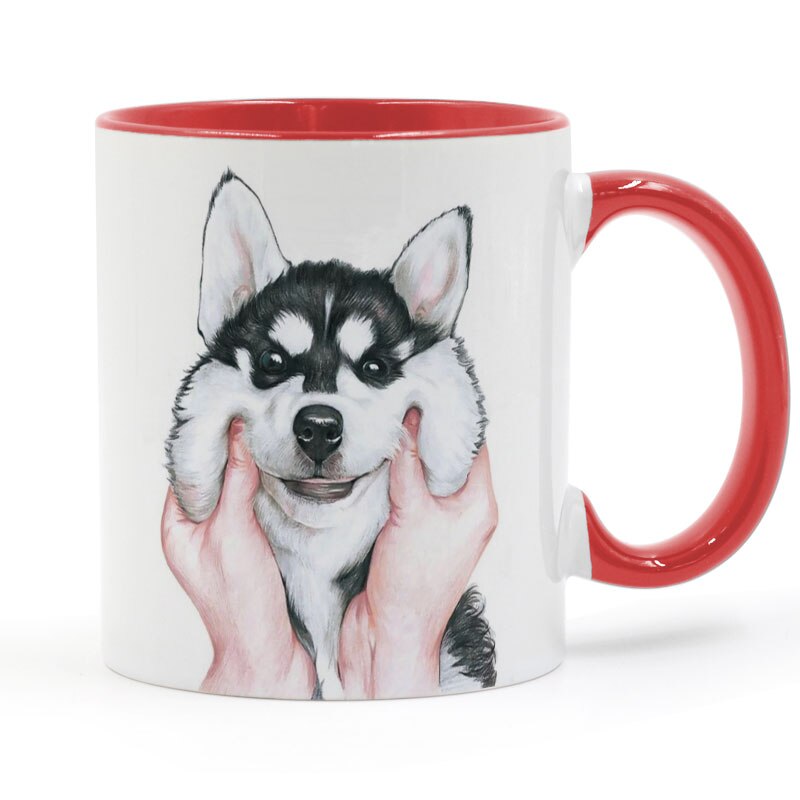 Siberian husky nypa ansiktsmugg kaffe mjölk keramisk diy heminredning muggar 11oz t332