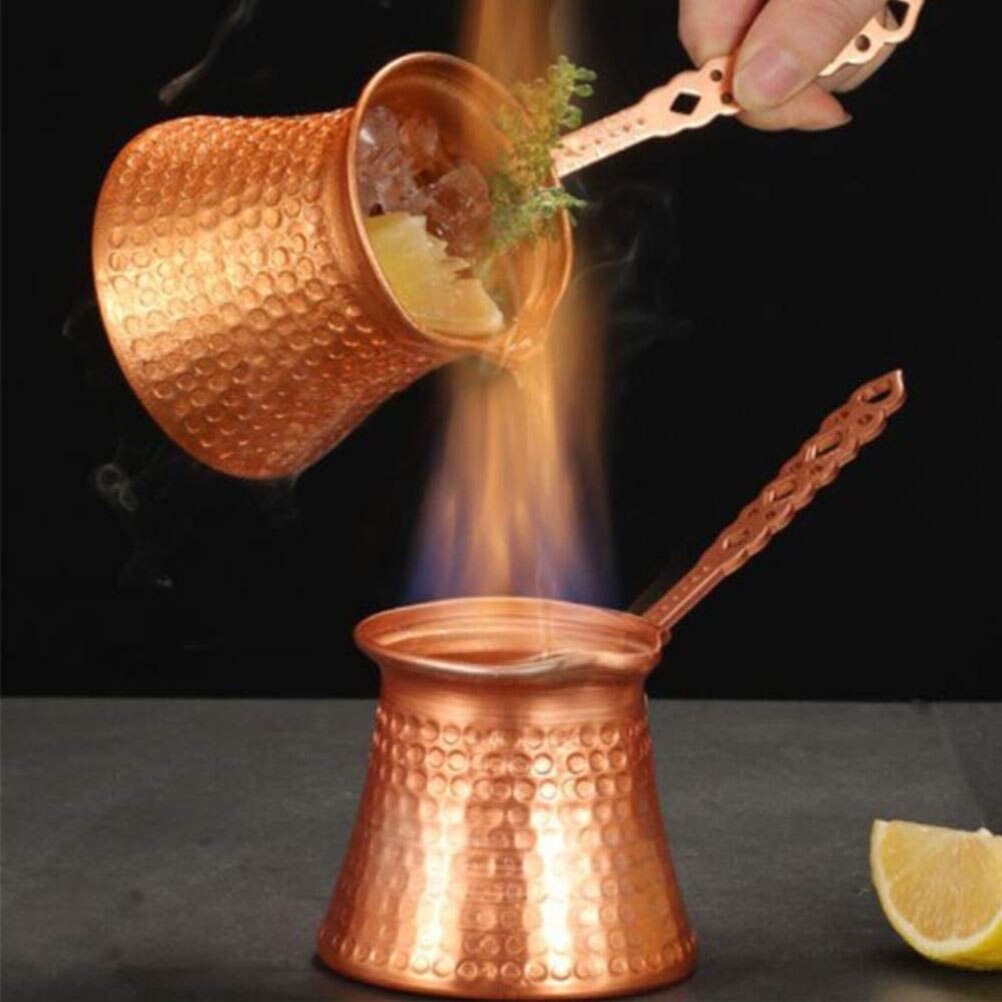 330ML Turkish Coffee Pot Cip Copper Plated Coffee Warmer Milk Pot with Handle Kitchen Utensil Ethnic Style