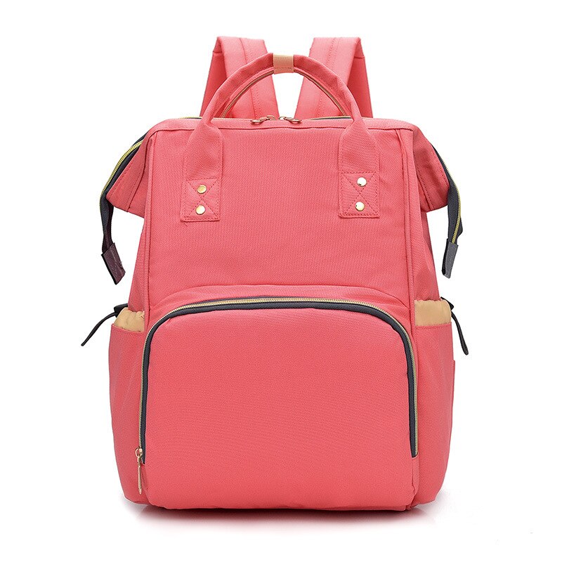 Mochila de estilo multifuncional, bolsa de momia, gran capacidad, impermeable, mochila de para madres: Pink Color