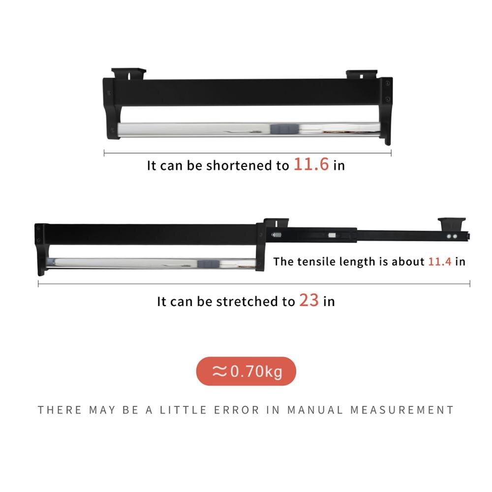 Pull-Out Closet Valet Rod Adjustable Wardrobe Clothing Rail Top Mount Wardrobe Hanger Rack Bar Ball Bearing Slide Heavy Duty: Black 30CM