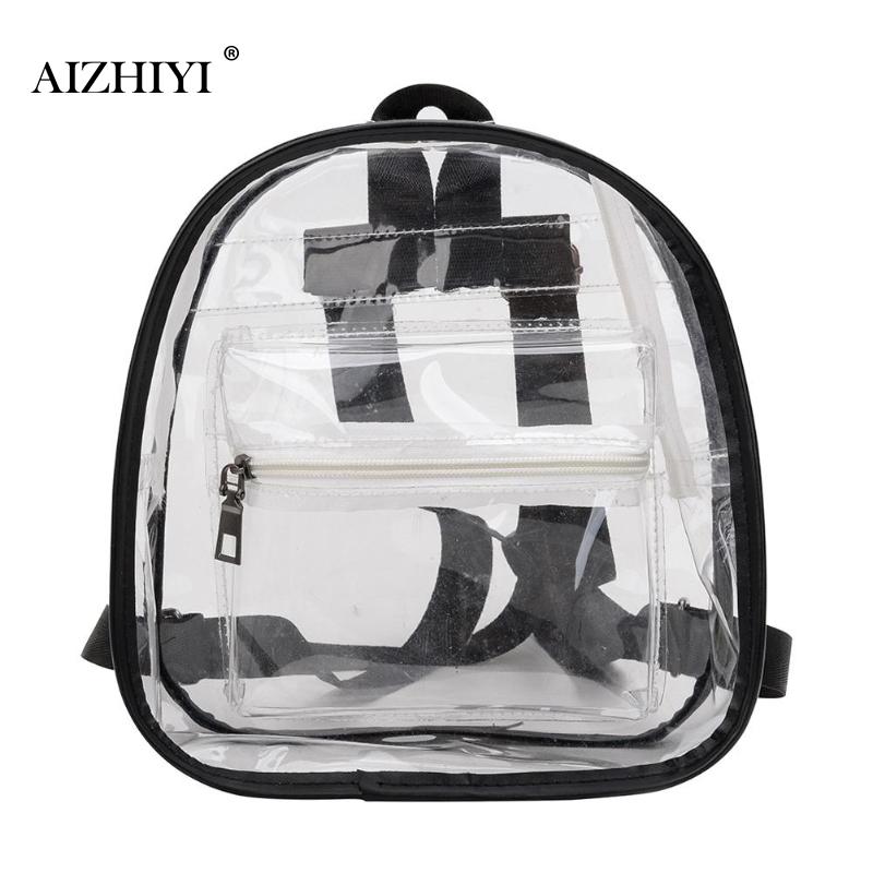 Sacs à bandoulière transparents transparents de sac à dos de femmes pour l'école Mini sacs à dos d'école pour les adolescentes Bookbag mochila: Transparent