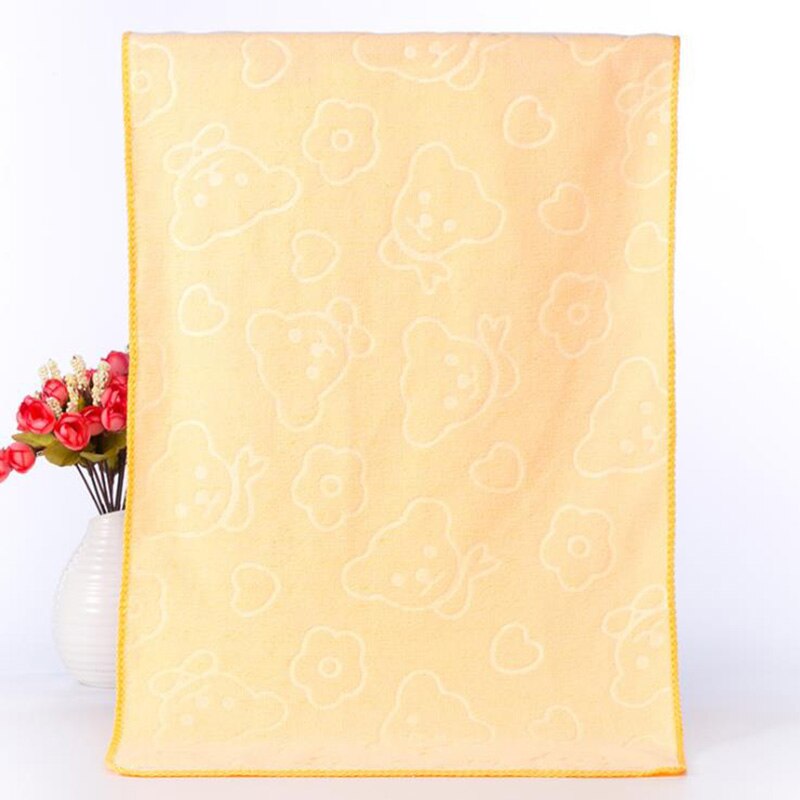35*75 Cm Fiber Sneldrogende Handdoek Beer Cartoon Microfiber Absorberende Strand Handdoeken Keuken Schone Absorberende Handdoeken effen Kleur: Geel