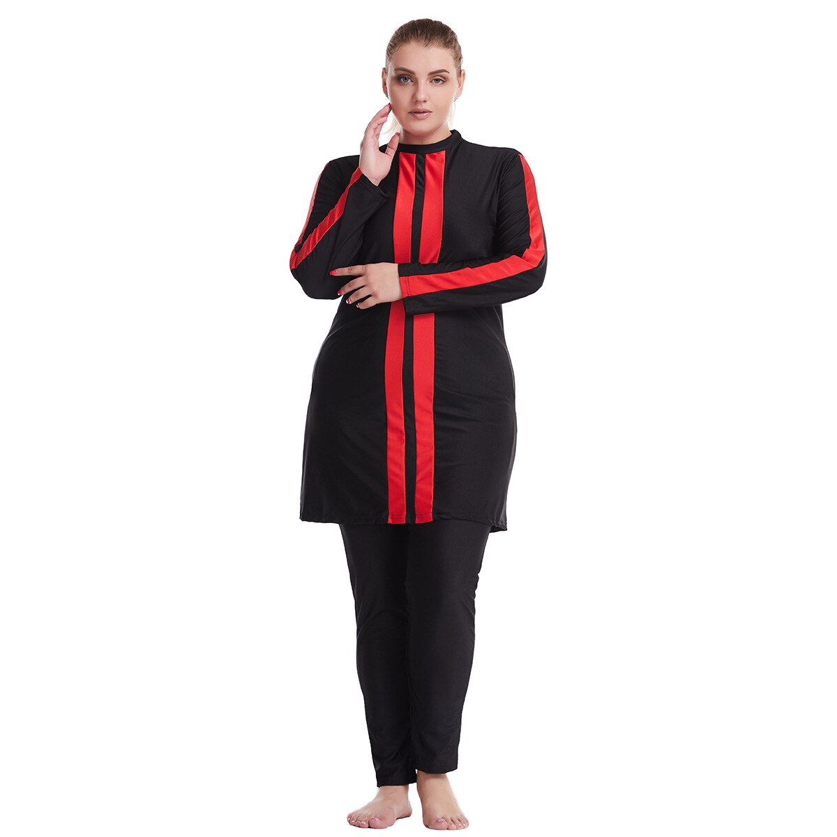 Islamitische Zwempak Voor Vrouwen Moslim Doeken Voor Zwemmen Moslim Burkini Volledige Cover Zwemmen Pak: Black / 5XL