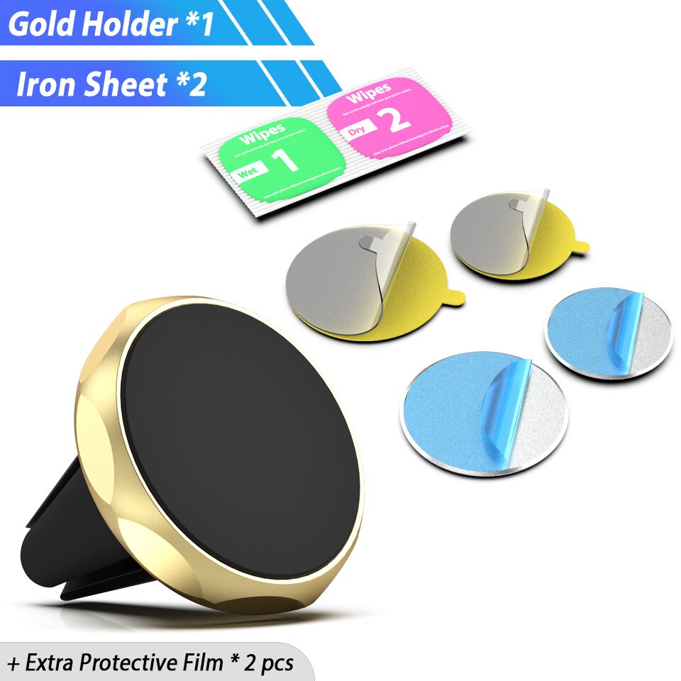 Magnetic Phone Holder for iPhone 7 Samsung S10 Note 10 plus Air Vent Car Phone Holder for Mobile Phone Xiaomi Mi 9 A3 Huawei P30: Gold