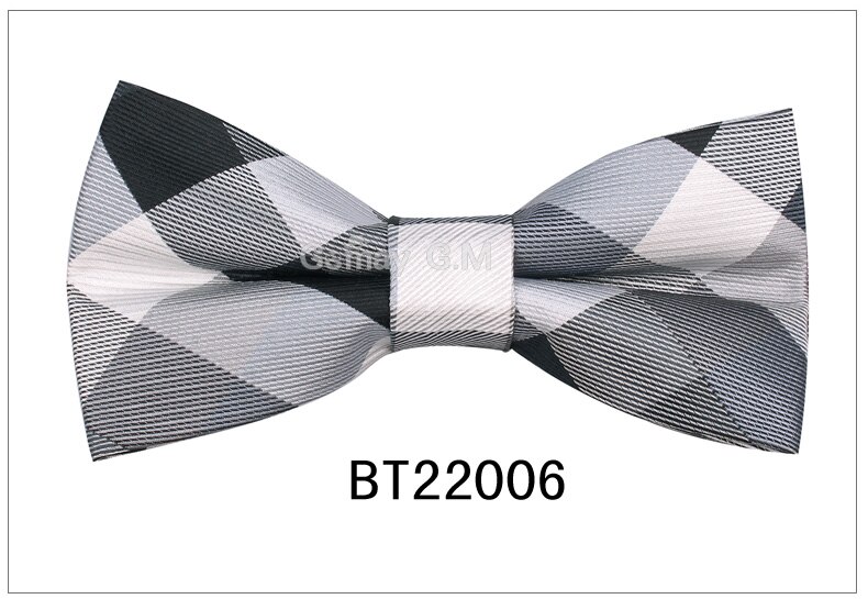 Kostym flugor för män polyester cravats justerbar fluga för bröllopsfest brudgummen fjäril vuxen rutig fluga: Bt22006