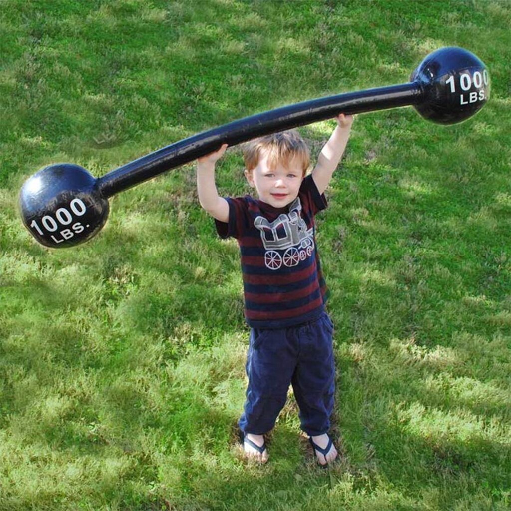 Oppustelig vægtstang børn fitness træning håndvægt legetøj strongman kostume