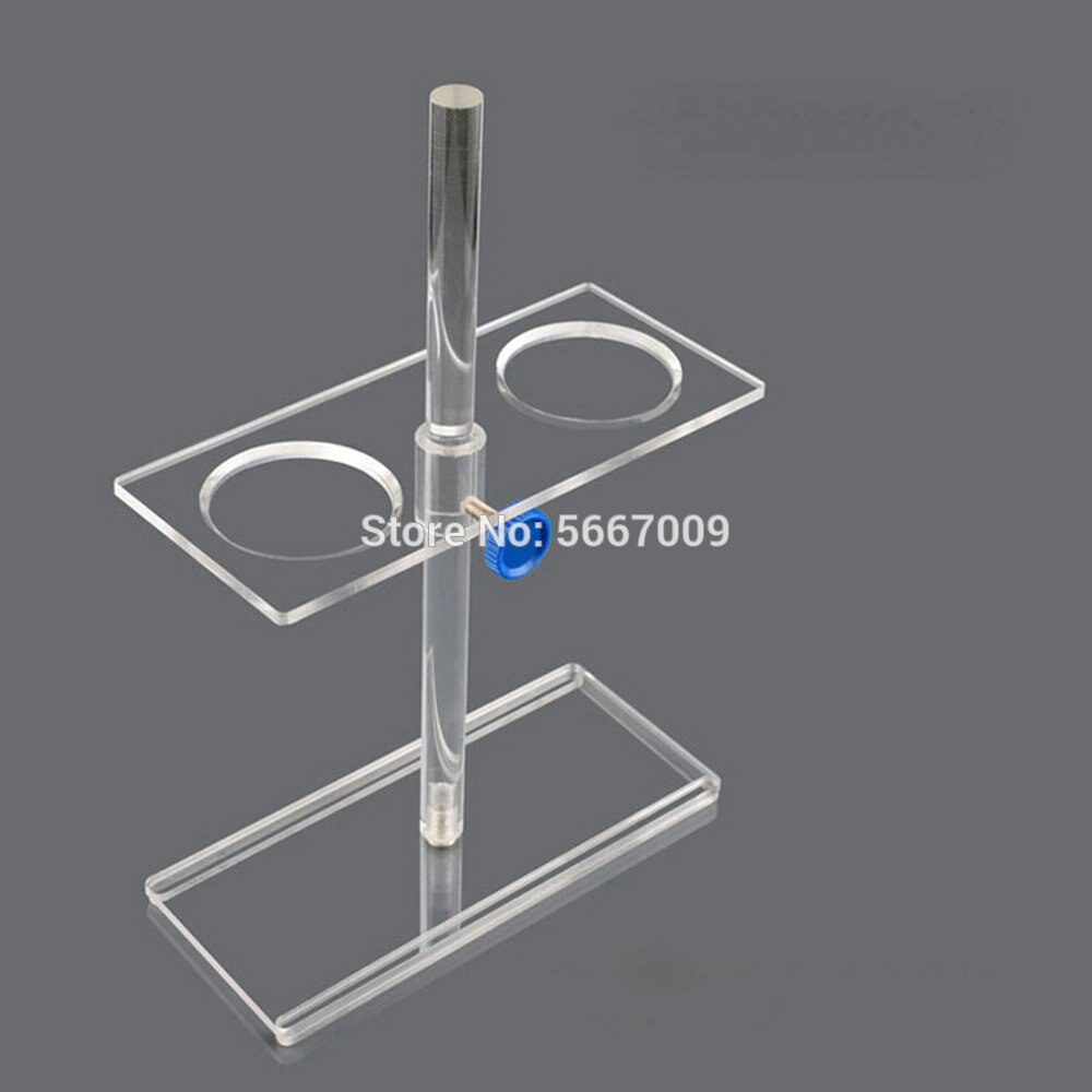 Soporte de embudo de vidrio orgánico, estante de soporte PMMA, suministros de laboratorio con 2 agujeros o 4 agujeros, tamaño de poros de 35mm, 1 ud.