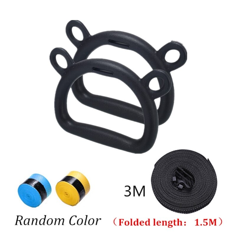 Kids Gymnastics Rings with Heavy Duty Adjustable Straps Hand Tapes for Fitness Pull-Ups Cross Strength Training Gym Equipment: 1.5m-Folded Length