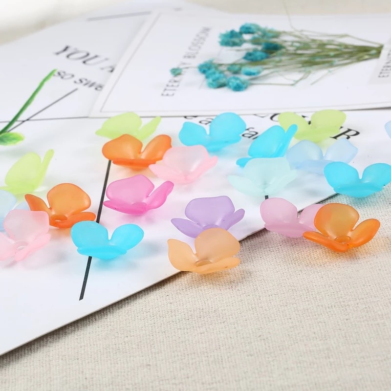 10 stuks 15 kleuren acryl 22mm blad bloemblaadjes bloem mat acryl spacers kralen voor haar bruiloft oorbellen diy maken accessoires