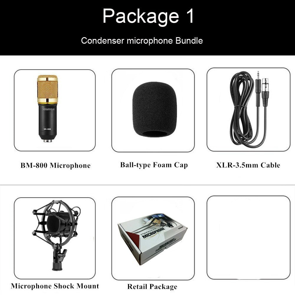 Bm 800 Mikrofon Condenser Sound Recording Bm800 Microphone With Shock Mount For Radio Broadcasting Singing Recording KTV Karaoke