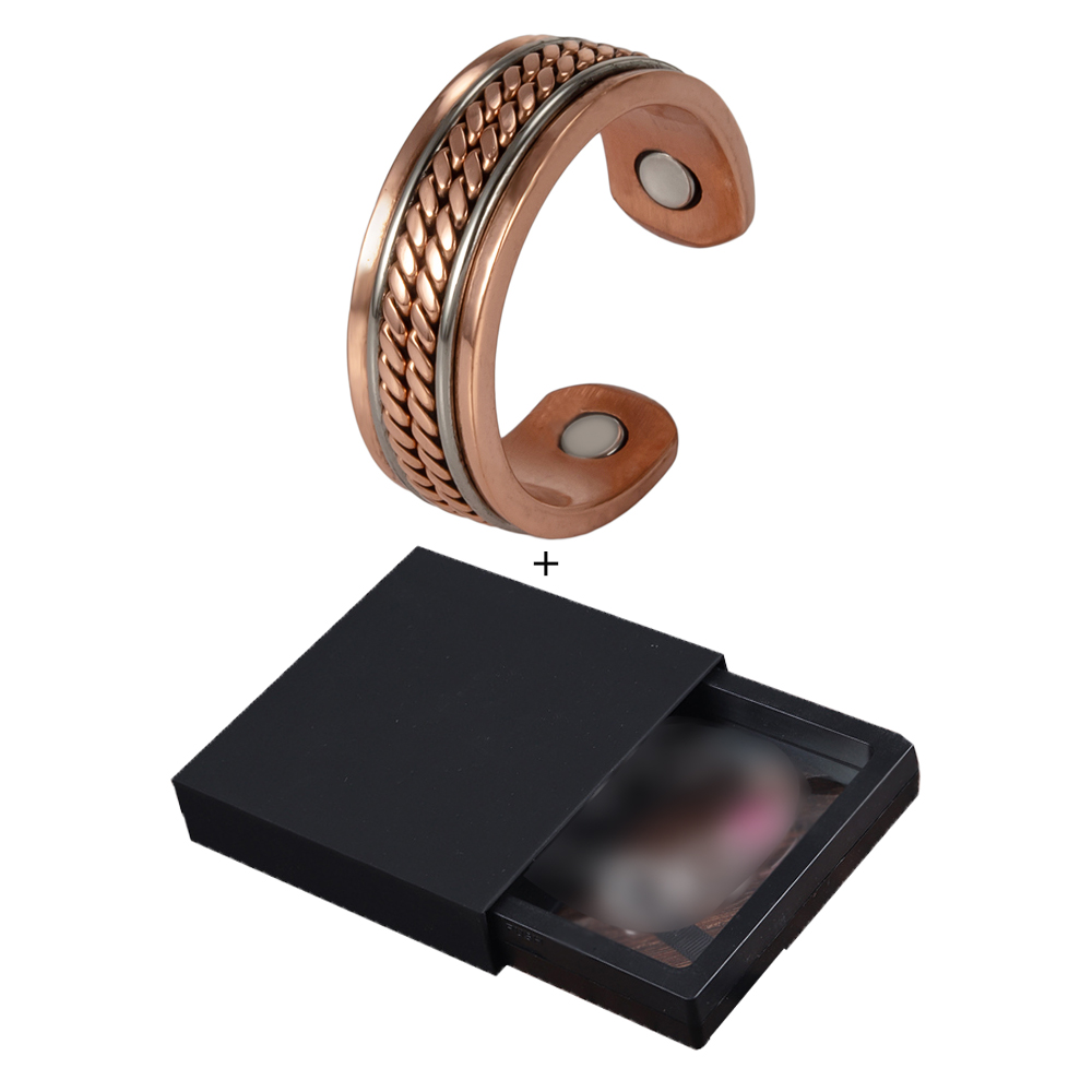 Vinterly Reines Kupfer Magnetische Ringe Frauen Männer verdrehte Gesundheit Energie Finger Offene Manschette Einstellbare Schmuck Hohe Magnet Größenverstellbar: dunkel khaki