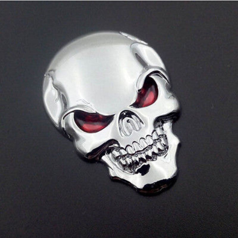 Skull Bone Auto Motorfiets Auto Chroom Zilver 3D Metalen Embleem Badge Decal Sticker