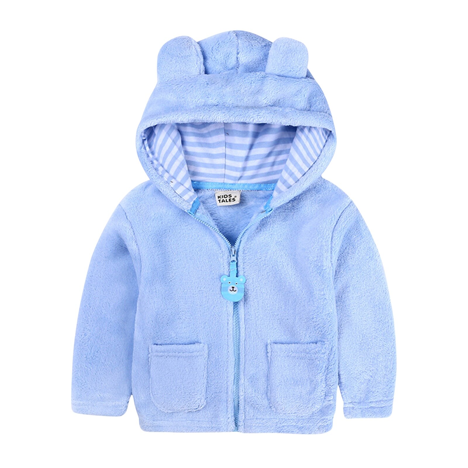Baby Meisjes Jas Kids Jongens Mode Jassen Kunstmatige Bont Warm Hooded Herfst Winter Meisjes Baby Kleding Kinderen Jas: blue / 24