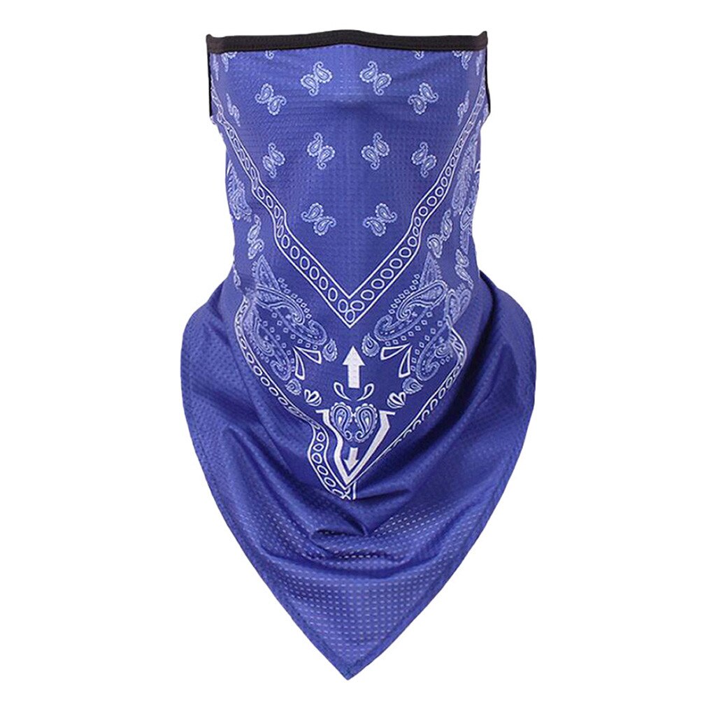 Tri-Angle Bandana Gezicht Shield Opknoping Oor Buis Sjaal Ice Zijde Nek Gaiter Cover Anti-Uv Glad Ademend Hoofdband Mannen masque: Blue 