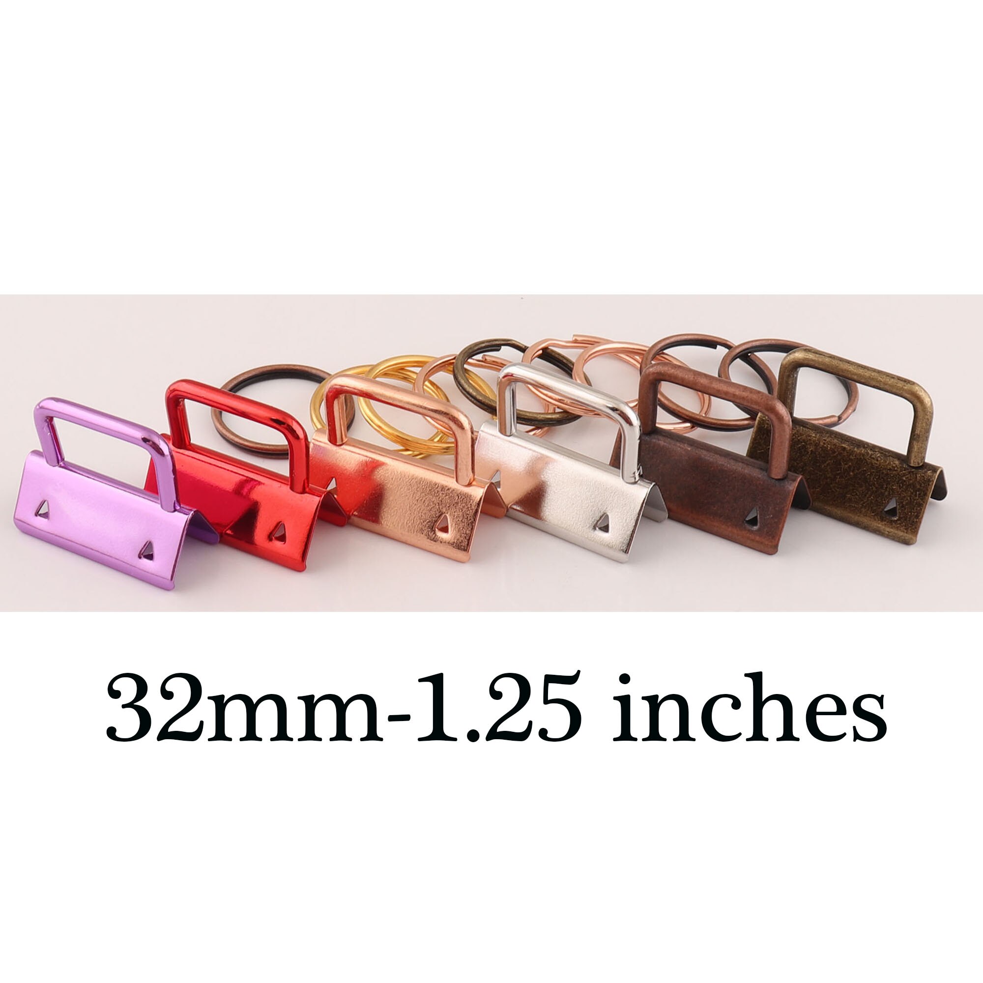 10 sets 32mm Key Fobs Hardware with Key Rings,1.25 Wristlets Key Chains Key Chain Webbing,Key Chains-1 1/4"